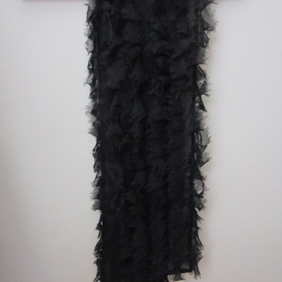 Raw Textured Silk Scarf Layover Wrap Coverup Black - Picture 2 of 9
